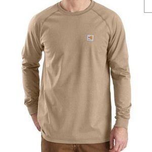 Carhartt Tan Flame Resistant (FR) Force Long Sleeve T-Shirt. Size L.